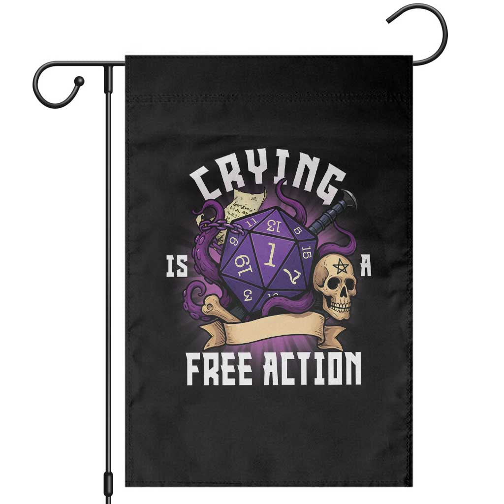 Funny RPG Gamer Crying Is A Free Action Garden Flag Vintage D20 Side Quests Tabletop - Wonder Print Shop