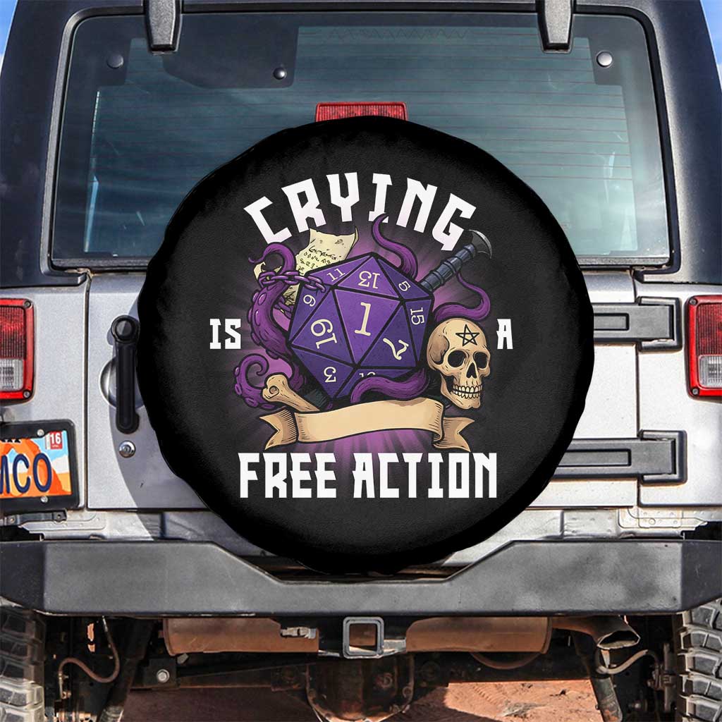 Funny RPG Gamer Crying Is A Free Action Spare Tire Cover Vintage D20 Side Quests Tabletop - Wonder Print Shop