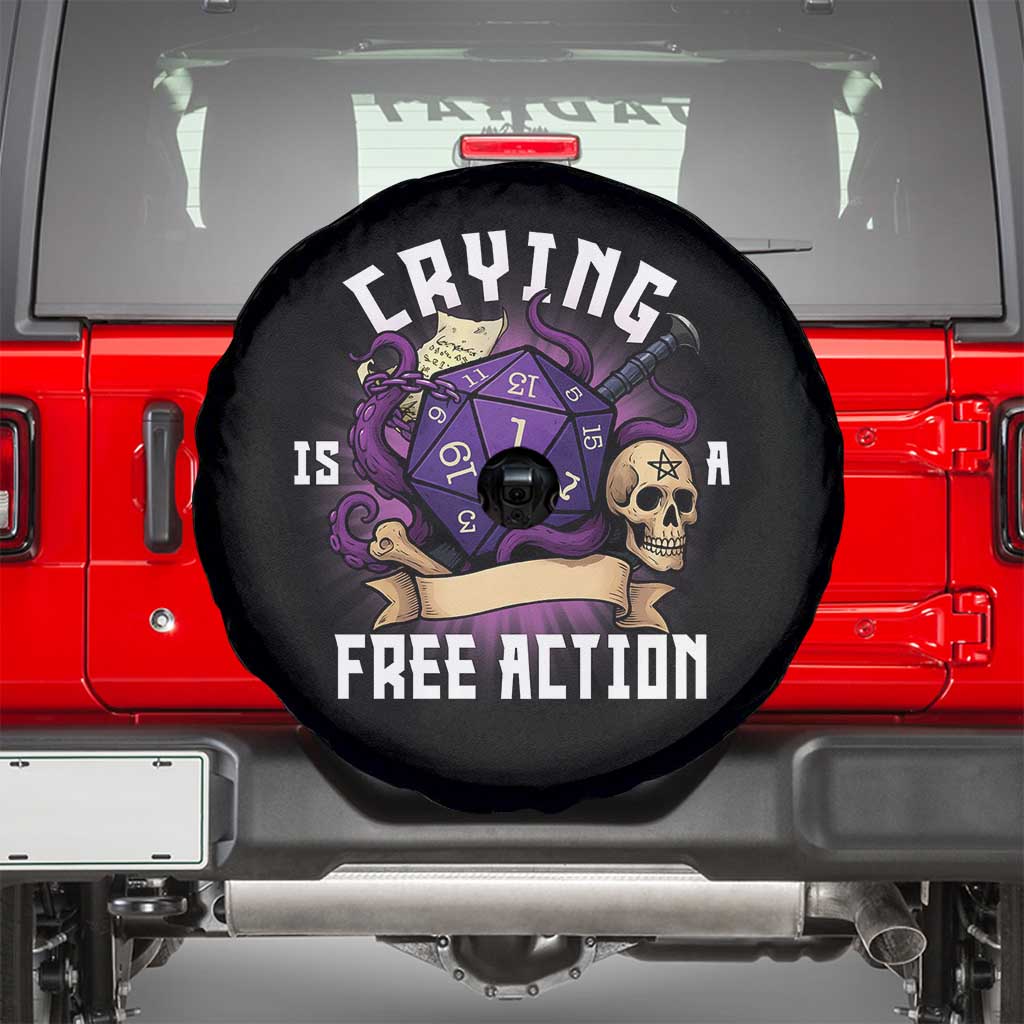 Funny RPG Gamer Crying Is A Free Action Spare Tire Cover Vintage D20 Side Quests Tabletop - Wonder Print Shop