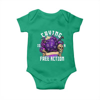 Funny RPG Gamer Crying Is A Free Action Baby Onesie Vintage D20 Side Quests Tabletop - Wonder Print Shop