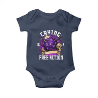 Funny RPG Gamer Crying Is A Free Action Baby Onesie Vintage D20 Side Quests Tabletop - Wonder Print Shop