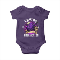 Funny RPG Gamer Crying Is A Free Action Baby Onesie Vintage D20 Side Quests Tabletop - Wonder Print Shop