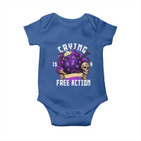 Funny RPG Gamer Crying Is A Free Action Baby Onesie Vintage D20 Side Quests Tabletop - Wonder Print Shop