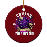 Funny RPG Gamer Crying Is A Free Action Ceramic Ornament Vintage D20 Side Quests Tabletop - Wonder Print Shop