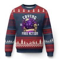 Funny RPG Gamer Crying Is A Free Action Ugly Christmas Sweater Vintage D20 Side Quests Tabletop - Wonder Print Shop