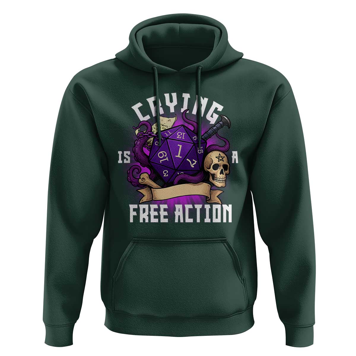 Funny RPG Gamer Crying Is A Free Action Hoodie Vintage D20 Side Quests Tabletop - Wonder Print Shop