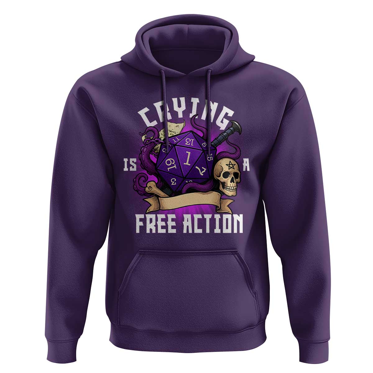 Funny RPG Gamer Crying Is A Free Action Hoodie Vintage D20 Side Quests Tabletop - Wonder Print Shop