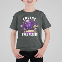 Funny RPG Gamer Crying Is A Free Action T Shirt For Kid Vintage D20 Side Quests Tabletop - Wonder Print Shop
