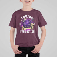 Funny RPG Gamer Crying Is A Free Action T Shirt For Kid Vintage D20 Side Quests Tabletop - Wonder Print Shop