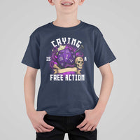 Funny RPG Gamer Crying Is A Free Action T Shirt For Kid Vintage D20 Side Quests Tabletop - Wonder Print Shop