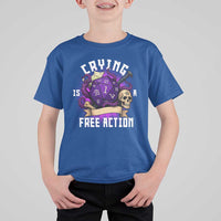 Funny RPG Gamer Crying Is A Free Action T Shirt For Kid Vintage D20 Side Quests Tabletop - Wonder Print Shop