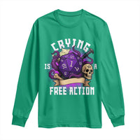 Funny RPG Gamer Crying Is A Free Action Long Sleeve Shirt Vintage D20 Side Quests Tabletop - Wonder Print Shop