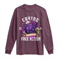 Funny RPG Gamer Crying Is A Free Action Long Sleeve Shirt Vintage D20 Side Quests Tabletop - Wonder Print Shop