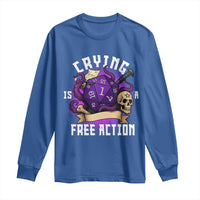 Funny RPG Gamer Crying Is A Free Action Long Sleeve Shirt Vintage D20 Side Quests Tabletop - Wonder Print Shop