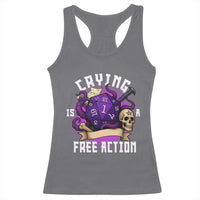 Funny RPG Gamer Crying Is A Free Action Racerback Tank Top Vintage D20 Side Quests Tabletop - Wonder Print Shop