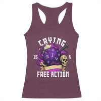 Funny RPG Gamer Crying Is A Free Action Racerback Tank Top Vintage D20 Side Quests Tabletop - Wonder Print Shop