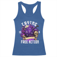 Funny RPG Gamer Crying Is A Free Action Racerback Tank Top Vintage D20 Side Quests Tabletop - Wonder Print Shop