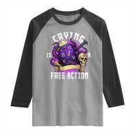 Funny RPG Gamer Crying Is A Free Action Raglan Shirt Vintage D20 Side Quests Tabletop - Wonder Print Shop