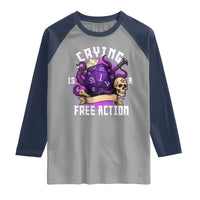 Funny RPG Gamer Crying Is A Free Action Raglan Shirt Vintage D20 Side Quests Tabletop - Wonder Print Shop