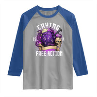 Funny RPG Gamer Crying Is A Free Action Raglan Shirt Vintage D20 Side Quests Tabletop - Wonder Print Shop