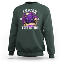 Funny RPG Gamer Crying Is A Free Action Sweatshirt Vintage D20 Side Quests Tabletop - Wonder Print Shop