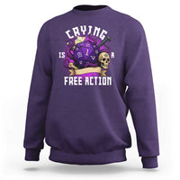 Funny RPG Gamer Crying Is A Free Action Sweatshirt Vintage D20 Side Quests Tabletop - Wonder Print Shop