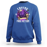 Funny RPG Gamer Crying Is A Free Action Sweatshirt Vintage D20 Side Quests Tabletop - Wonder Print Shop