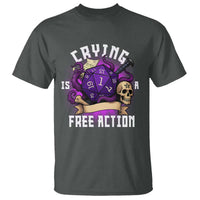 Funny RPG Gamer Crying Is A Free Action T Shirt Vintage D20 Side Quests Tabletop - Wonder Print Shop