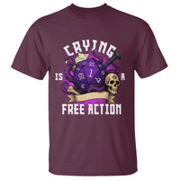 Funny RPG Gamer Crying Is A Free Action T Shirt Vintage D20 Side Quests Tabletop - Wonder Print Shop