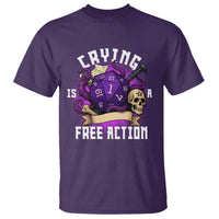Funny RPG Gamer Crying Is A Free Action T Shirt Vintage D20 Side Quests Tabletop - Wonder Print Shop