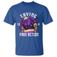 Funny RPG Gamer Crying Is A Free Action T Shirt Vintage D20 Side Quests Tabletop - Wonder Print Shop