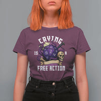 Funny RPG Gamer Crying Is A Free Action T Shirt For Women Vintage D20 Side Quests Tabletop - Wonder Print Shop