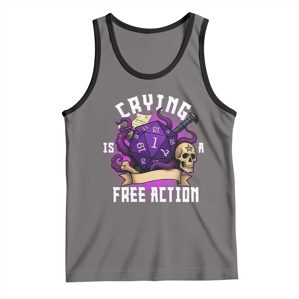 Funny RPG Gamer Crying Is A Free Action Tank Top Vintage D20 Side Quests Tabletop - Wonder Print Shop