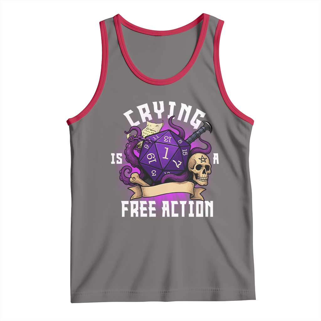 Funny RPG Gamer Crying Is A Free Action Tank Top Vintage D20 Side Quests Tabletop - Wonder Print Shop