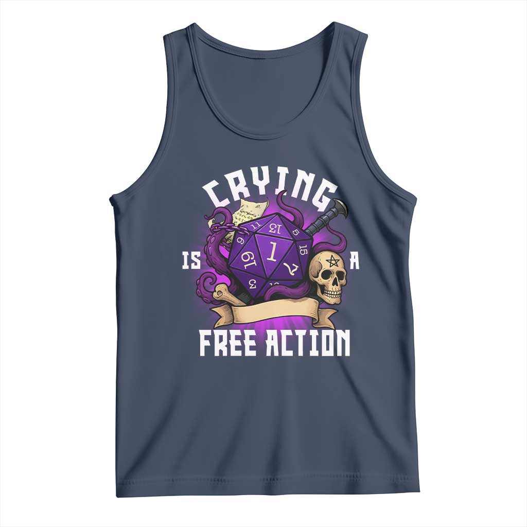 Funny RPG Gamer Crying Is A Free Action Tank Top Vintage D20 Side Quests Tabletop - Wonder Print Shop