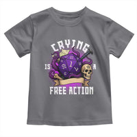 Funny RPG Gamer Crying Is A Free Action Toddler T Shirt Vintage D20 Side Quests Tabletop - Wonder Print Shop