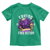 Funny RPG Gamer Crying Is A Free Action Toddler T Shirt Vintage D20 Side Quests Tabletop - Wonder Print Shop