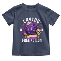 Funny RPG Gamer Crying Is A Free Action Toddler T Shirt Vintage D20 Side Quests Tabletop - Wonder Print Shop
