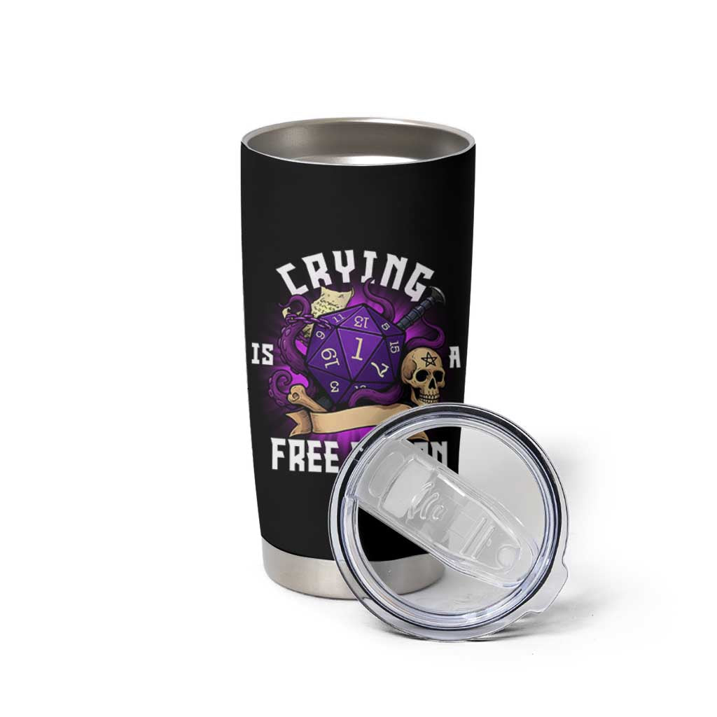 Funny RPG Gamer Crying Is A Free Action Tumbler Cup Vintage D20 Side Quests Tabletop - Wonder Print Shop