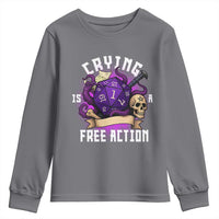 Funny RPG Gamer Crying Is A Free Action Youth Sweatshirt Vintage D20 Side Quests Tabletop - Wonder Print Shop