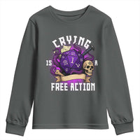 Funny RPG Gamer Crying Is A Free Action Youth Sweatshirt Vintage D20 Side Quests Tabletop - Wonder Print Shop