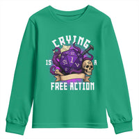 Funny RPG Gamer Crying Is A Free Action Youth Sweatshirt Vintage D20 Side Quests Tabletop - Wonder Print Shop