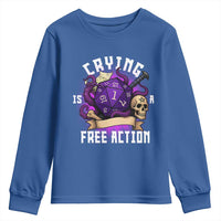 Funny RPG Gamer Crying Is A Free Action Youth Sweatshirt Vintage D20 Side Quests Tabletop - Wonder Print Shop