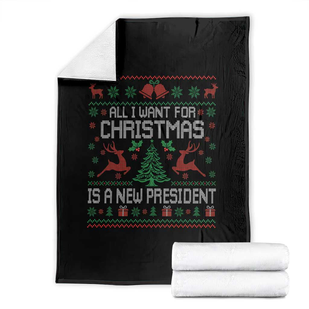 All I Want For Christmas Is A New President Throw Blanket Funny Xmas Political Satire - Wonder Print Shop
