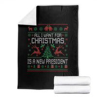 All I Want For Christmas Is A New President Throw Blanket Funny Xmas Political Satire - Wonder Print Shop
