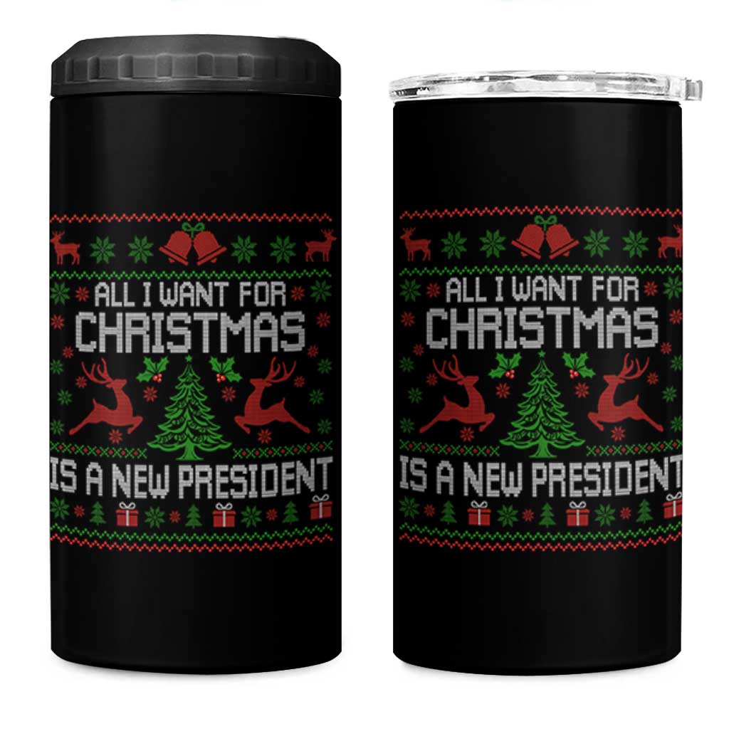 All I Want For Christmas Is A New President 4 in 1 Can Cooler Tumbler Funny Xmas Political Satire - Wonder Print Shop