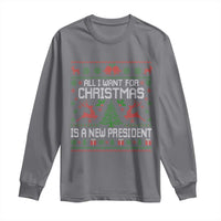 All I Want For Christmas Is A New President Long Sleeve Shirt Funny Xmas Political Satire - Wonder Print Shop