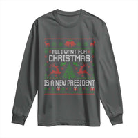 All I Want For Christmas Is A New President Long Sleeve Shirt Funny Xmas Political Satire - Wonder Print Shop