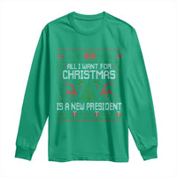 All I Want For Christmas Is A New President Long Sleeve Shirt Funny Xmas Political Satire - Wonder Print Shop