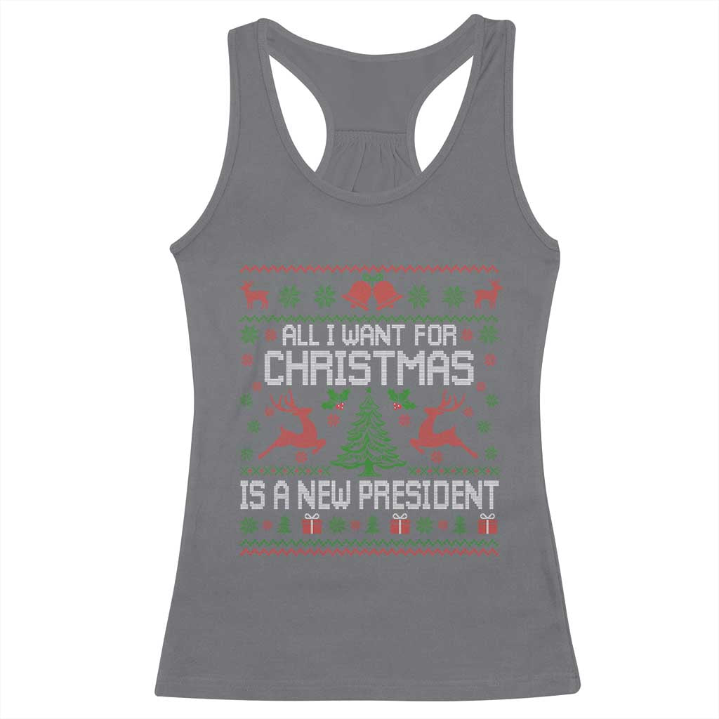 All I Want For Christmas Is A New President Racerback Tank Top Funny Xmas Political Satire - Wonder Print Shop
